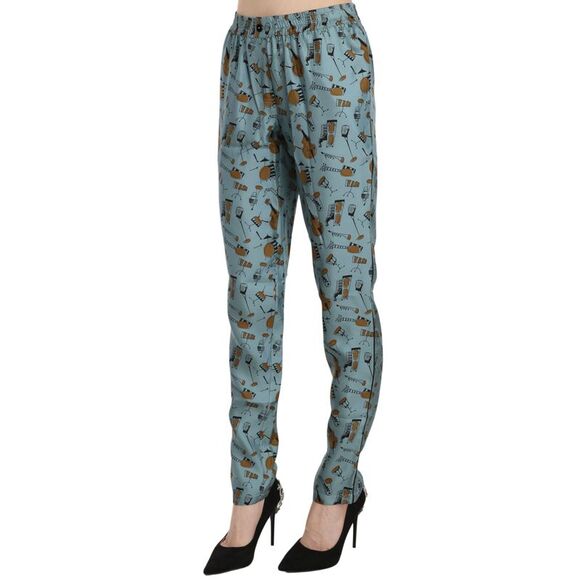 Dolce & Gabbana Dolce Gabbana Musical Instruments Print Trousers Women Blue - Picture 3 of 4